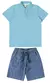 CONJUNTO INFANTIL MENINO CAMISA POLO E BERMUDA JEANS MALWEE AZUL - comprar online
