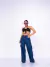 Calça Cargo Jeans lavagem escura Feminina Wide Leg Moda Casual Blogueirinha - loja online