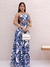Vestido estampado colorido com alças cruzadas ajustáveis - loja online