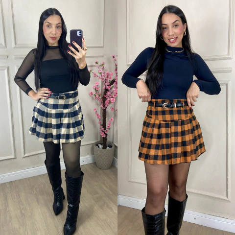 Short saia flanelado
