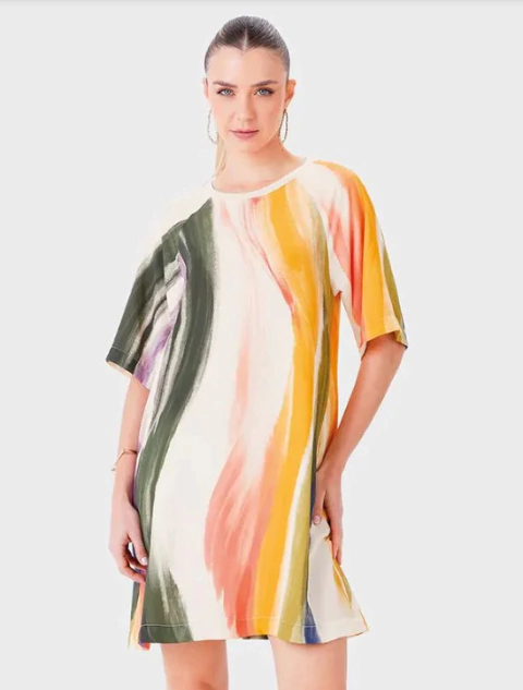 Vestido Feminino Viscose Evasê com Bolsos Laterais