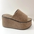 Safira - Plataforma camurça taupe com brilho na vira - comprar online