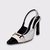 Noa - Scarpin Slingback Preto e Branco salto retangular - LeVeri | Marca de Calçados Femininos com entrega em todo Brasil