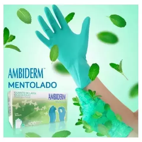 Guante Latex Mentolados Color Verde Ambiderm