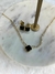 Conjunto trevo preto com zircônias