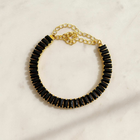 Pulseira Baguete Preto Folheado a Ouro 18K - comprar online
