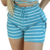 Short Feminino Malha Azul Listrado AJustável com Top - comprar online