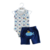CONJUNTO REGATA E SHORT BALEIA -MARINHO
