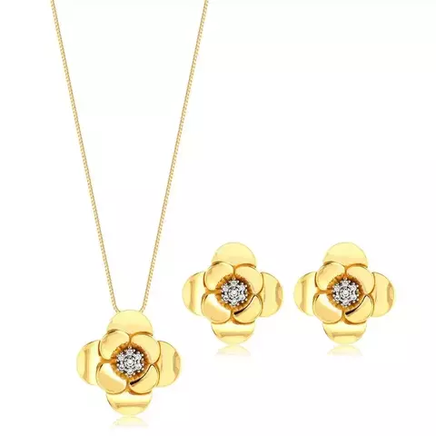 CONJUNTO FLOR MONTADA COM MEIO REMOVÍVEL E CRAVEJADO