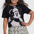 CONJUNTO BLUSA E SHORT SAIA EM MALHA 100%ALGODAO FEMININO PRETO/PRETO - Club Kids