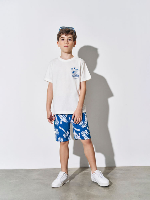 CONJ CAMISETA E BERMUDA NATURAL/AZ DARK OCEA