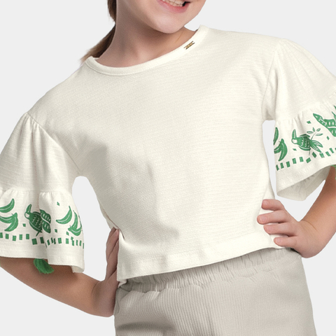 BLUSA EM MALHA 93%ALGODAO 6%POLIESTER 1%ELASTANO FEMININA MARFIM