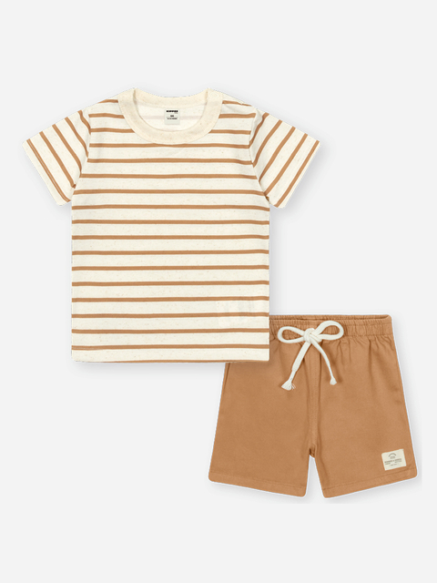 CONJ CAMISETA E BERMUDA MARROM BELGA