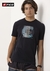 CAMISETA MEIA MALHA PENTEADA PRETO