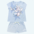 CONJUNTO PIJAMA BLUSA E SHORT EM MALHA 100%ALGODAO FEMININO AZUL - comprar online