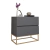Mesa Cabeceira Eros 2 Gavetas estilo Industrial com Pés Dourado - comprar online