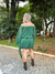 Vestido em Chiffon Verde Boho Chic com Amarração Frontal e Detalhes laterais | Modelo Donatella na internet