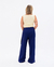 Calça Helena em Linho e Viscose Rayon com amarração Lateral Azul Marinho - loja online