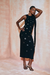 Vestido Laura Caramelo em Malha Canelada Grossa com Iliós Prata, Dourado e Ródio Negro - comprar online