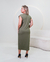 Vestido Aurora Em Viscose com Moletom Bambu Verde Militar na internet