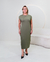 Vestido Aurora Em Viscose com Moletom Bambu Verde Militar - Silluê