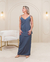Vestido Sasha Saia Embutida em Linho e Viscose Rayon Cinza - Silluê