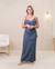 Vestido Sasha Saia Embutida em Linho e Viscose Rayon Cinza - comprar online