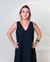 Vestido Luana em Linho Regata Alça Elástica Preto - Silluê