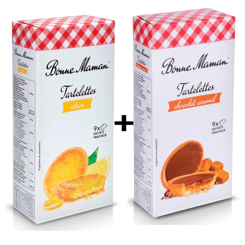 KIT Tortilhas Bonne Maman Chocolate com caramelo 135g + Limão 125g
