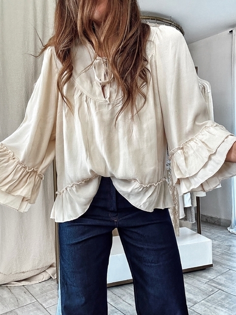 CAMISA BOHO NUDE - NINA KARQUI - comprar online