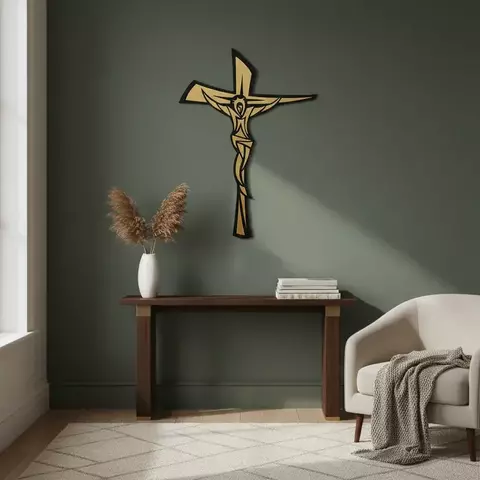 Quadro Decorativo Vazado Cruz Crucifixo em Madeira Jesus Cristo Para parede MDF 3mm - comprar online