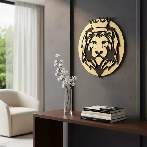 Decoração de Parede Religiosa Leão de Judá Vazado em camadas de mdf 3mm efeito alto relevo Dourado - comprar online