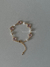 Pulseira trevo pedra rosa P & pérola barroca dourada