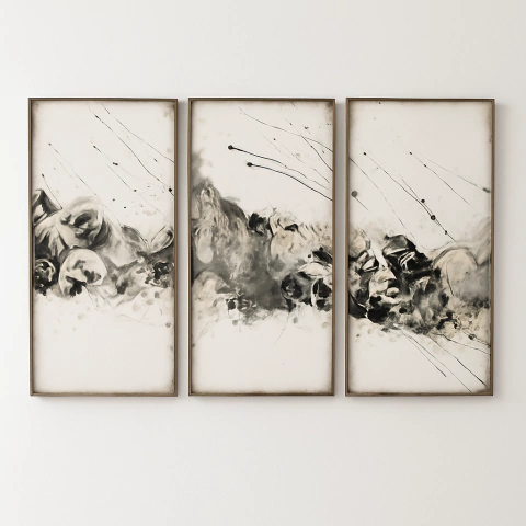 Cuadro tríptico 60×40 Abstracto pintado - comprar online