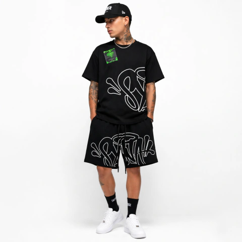 Conjunto Camiseta e Bermuda Syna World preto e branco