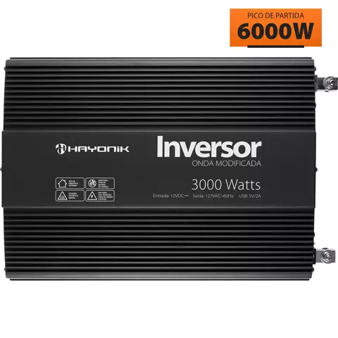 Inversor de Onda Modificada Hayonik PW12-1 3000W 12V/127V Off Grid