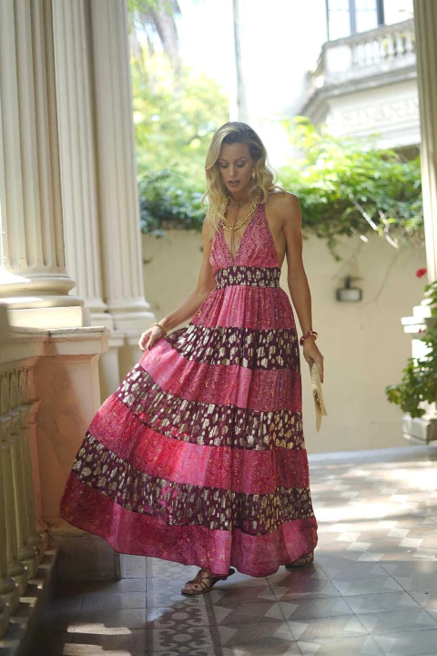 ART: SG52 - Vestido Sin Mangas Seda Gold