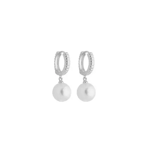 Brinco argola torcida com pérola