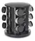 Especiero Condimentos Giratorio de Acero con Frascos de Vidrio - 12 Unidades (Negro) - comprar online