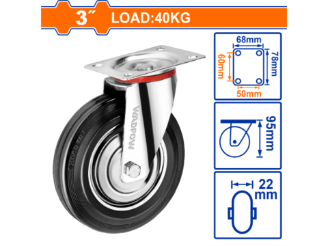 Rueda base giratoria 3″ 75mm hasta 40kg - WADFOW WJL3332