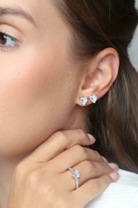 Anel coração em zircônia - comprar online