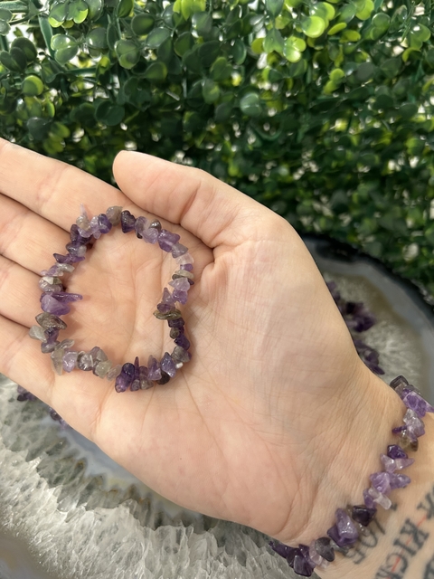 Pulseira cascalho ametista
