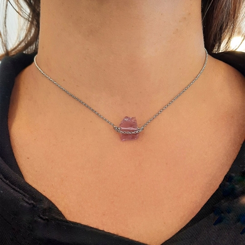 COLAR COCKER COM AMETISTA RÓDIO BRANCO