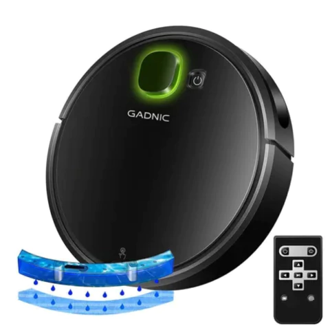 Aspiradora Robot Gadnic Potente Succión Sensor Anti Caídas Filtro Hepa Lavable Depósito Extraíble Negro