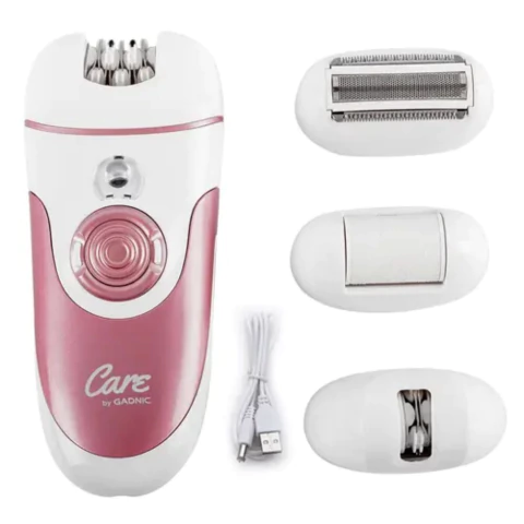 Gadnic Depiladora Eléctrica Gadnic 4 En 1 Recargable Cabezas Intercambiables Luz Led Velocidades Ajustables Blanco/rosa