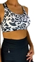 Top deportivo Akita Arabescos en blanco y negro, ideal para gym.