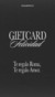 Tarjeta de regalo negra con texto "Giftcard Felicidad" y "Te regalo Roma, Te regalo Amor".
