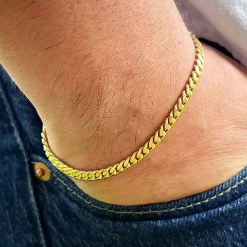 PULSERA ORO LAMINADO CUBANA 2.2MM*13.5CM