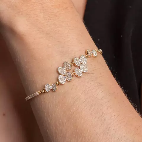 PULSEIRA DE LAÇOS CRAVEJADOS DE ZIRCÔNIAS CRISTAIS BANHO OURO 18K
