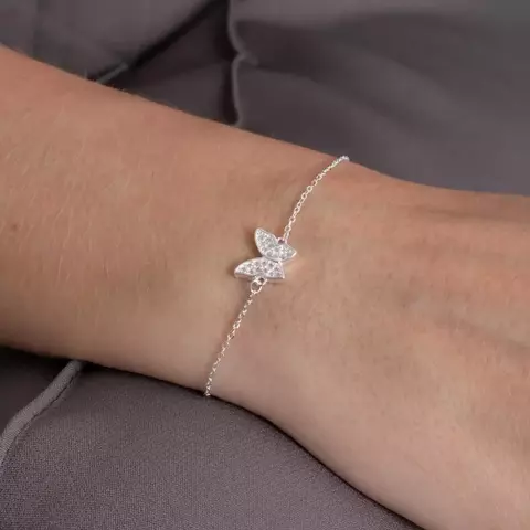 PULSEIRA DE BORBOLETA CRAVEJADA CRISTAL - PRATA 925.